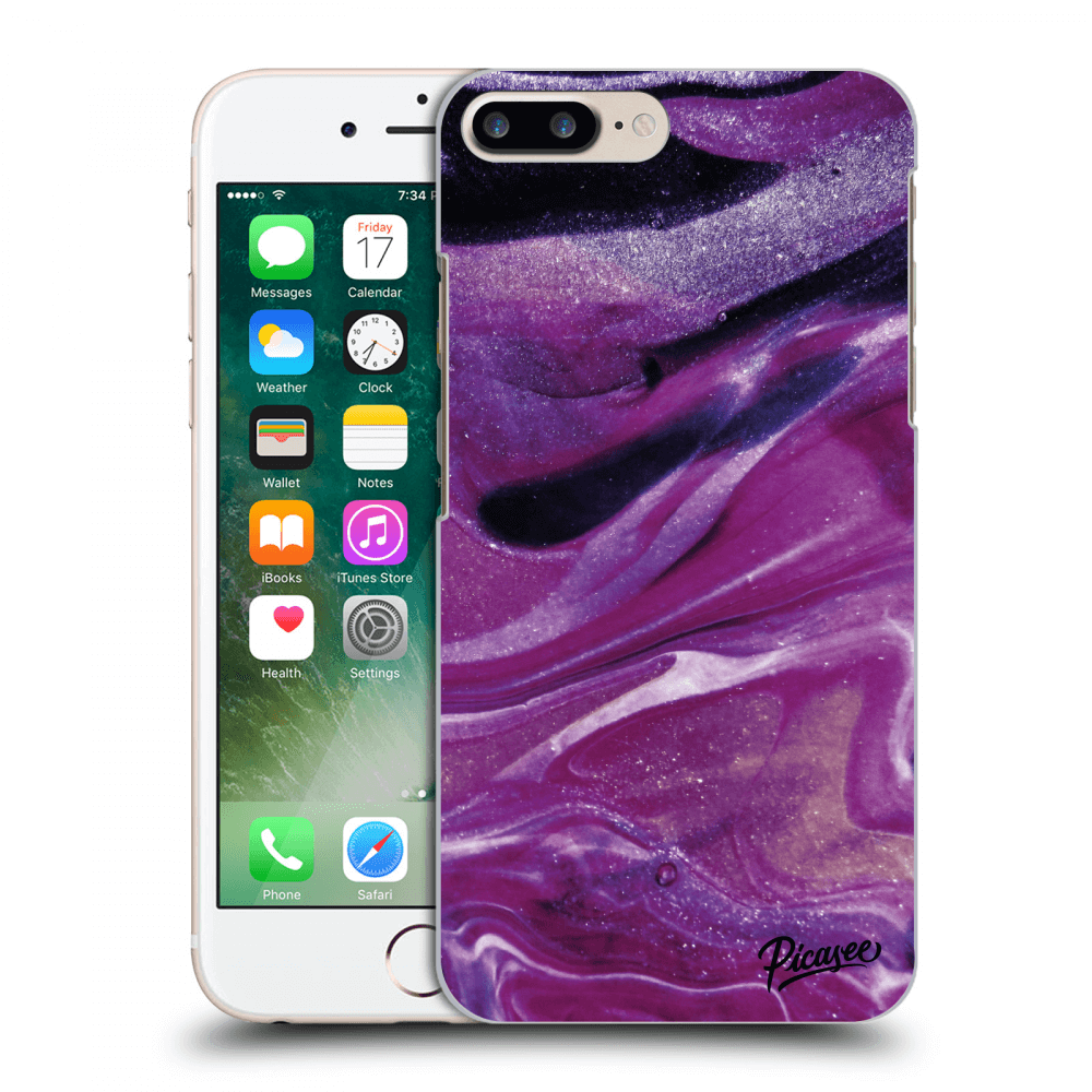Picasee silikonový černý obal pro Apple iPhone 7 Plus - Purple glitter