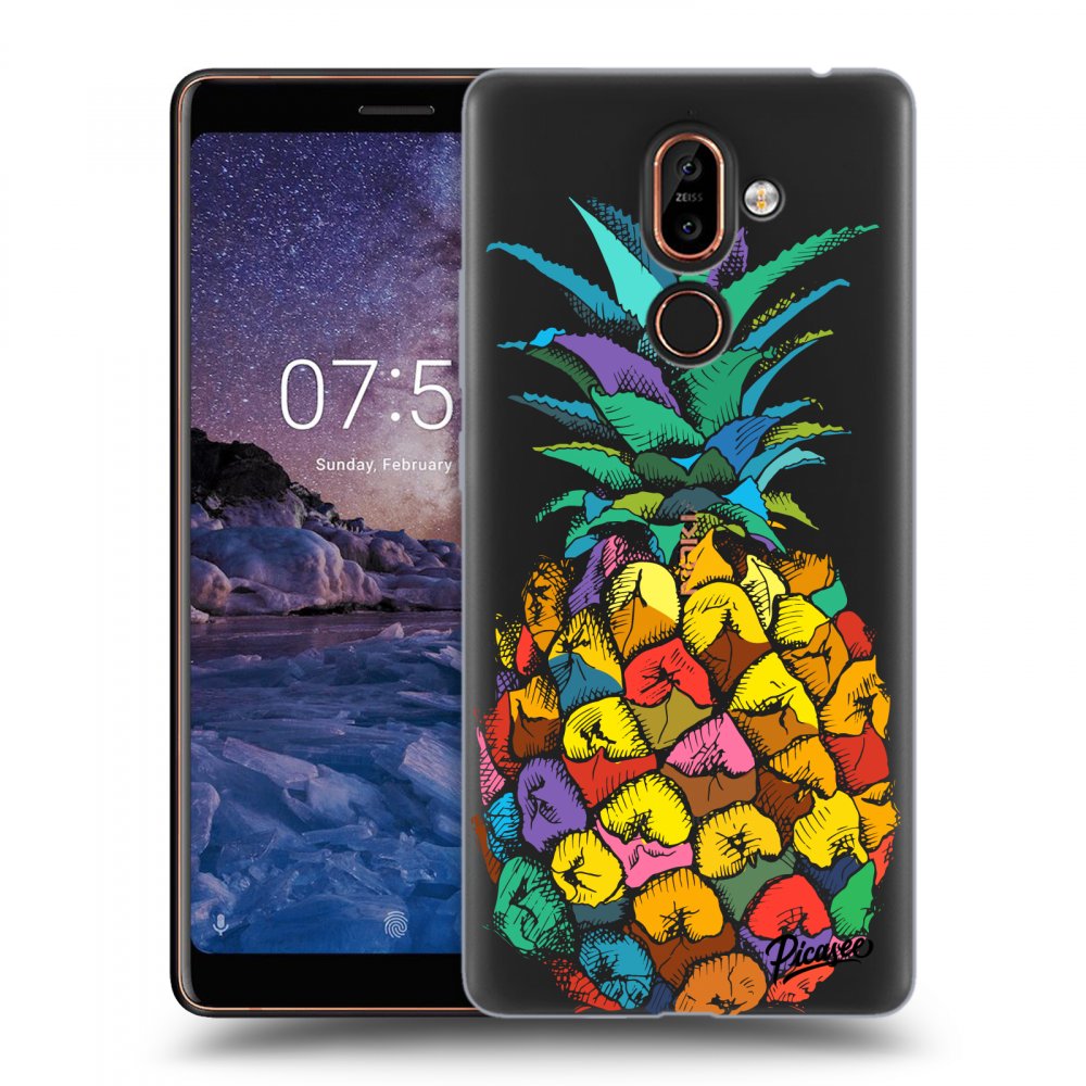 Picasee silikonový průhledný obal pro Nokia 7 Plus - Pineapple