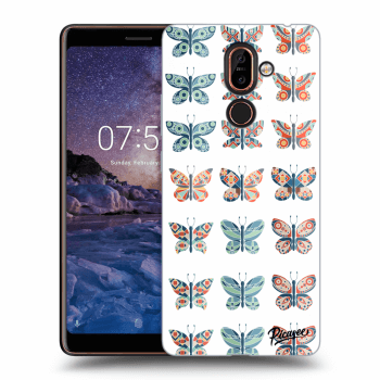 Picasee silikonový průhledný obal pro Nokia 7 Plus - Butterflies