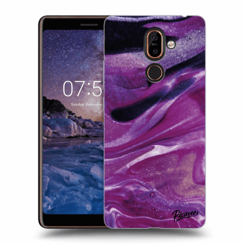 Picasee silikonový průhledný obal pro Nokia 7 Plus - Purple glitter