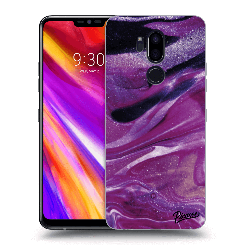 Picasee silikonový průhledný obal pro LG G7 ThinQ - Purple glitter