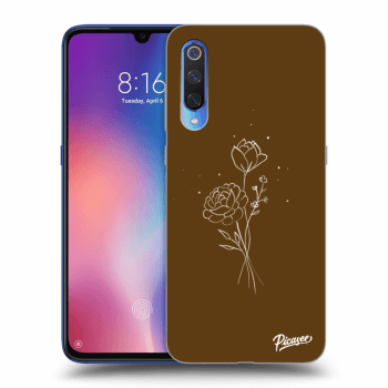 Picasee silikonový černý obal pro Xiaomi Mi 9 - Brown flowers