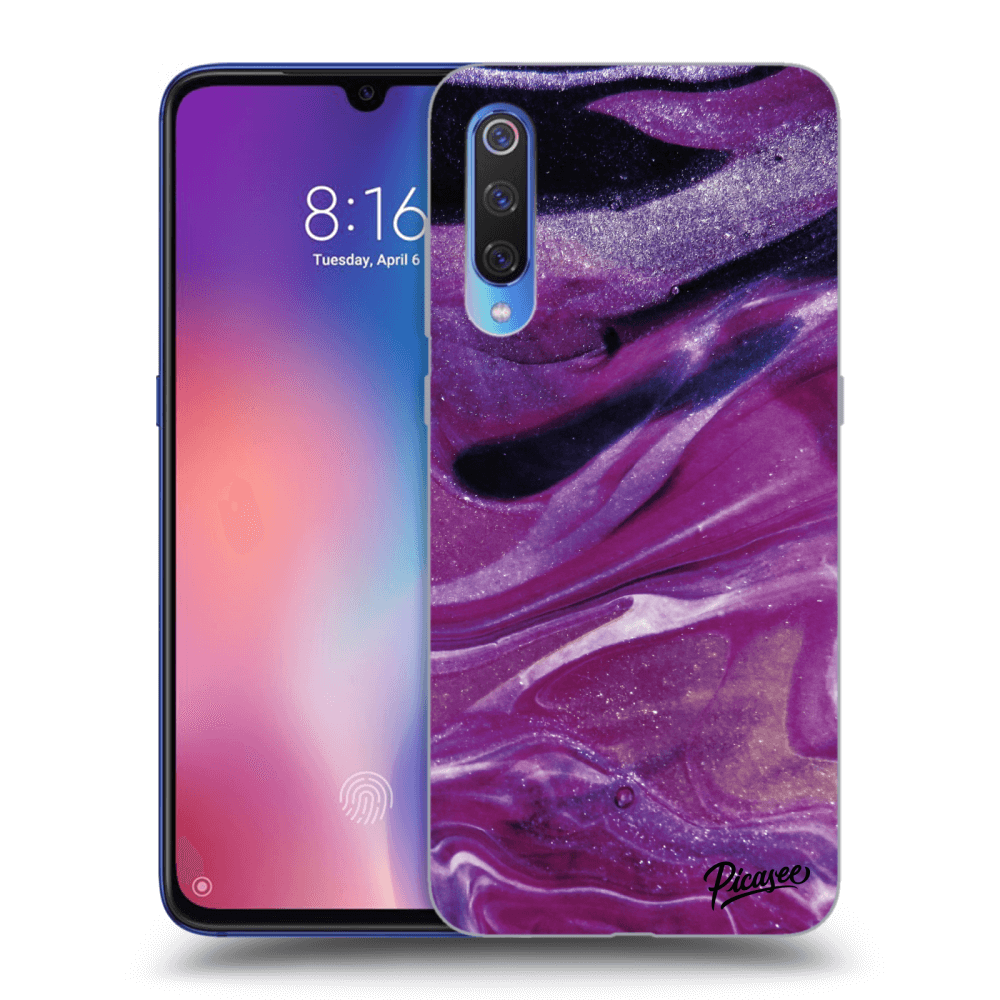 Picasee silikonový průhledný obal pro Xiaomi Mi 9 - Purple glitter