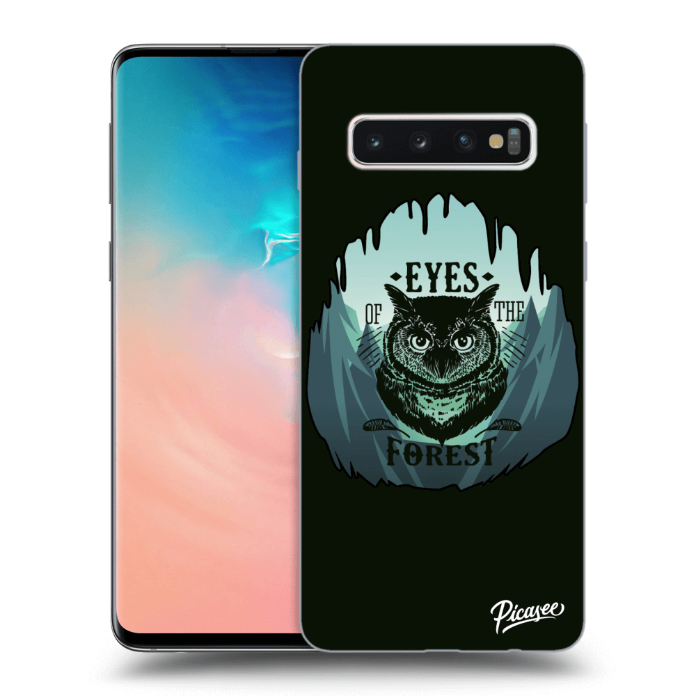 Picasee silikonový černý obal pro Samsung Galaxy S10 G973 - Forest owl