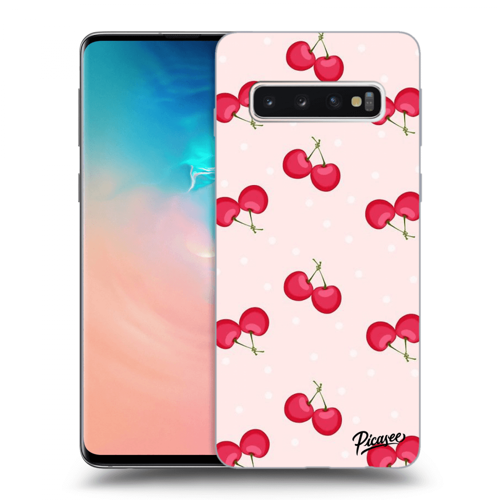 Picasee silikonový průhledný obal pro Samsung Galaxy S10 G973 - Cherries
