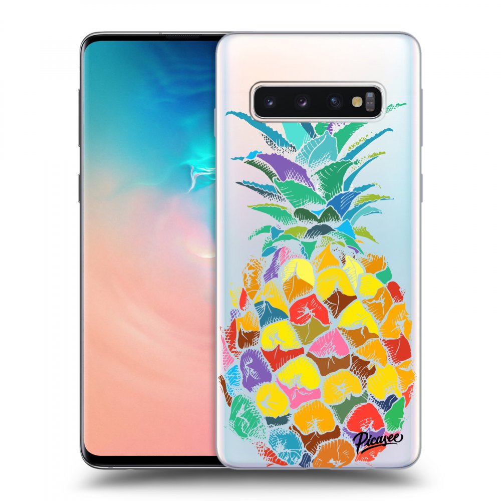Picasee silikonový průhledný obal pro Samsung Galaxy S10 G973 - Pineapple