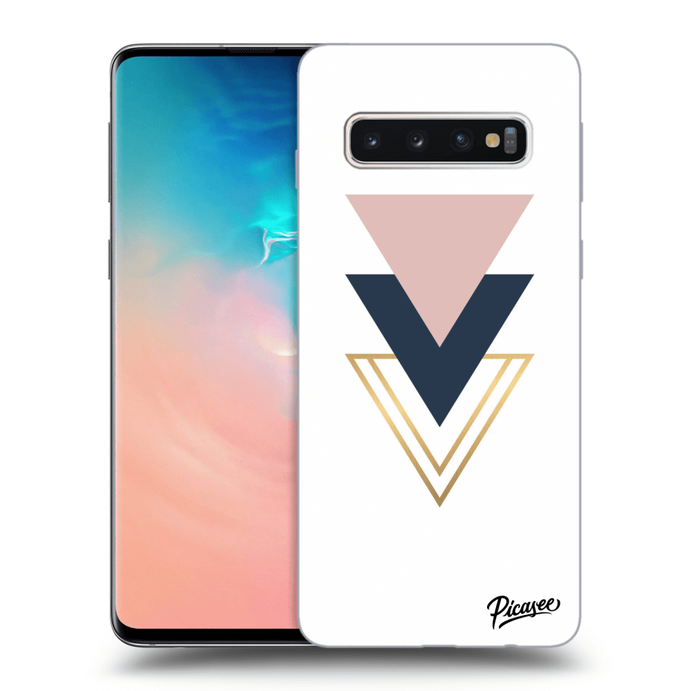 Picasee silikonový mléčný obal pro Samsung Galaxy S10 G973 - Triangles