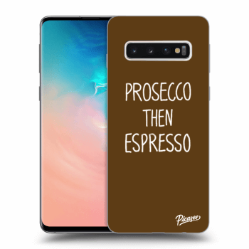 Picasee silikonový černý obal pro Samsung Galaxy S10 G973 - Prosecco then espresso