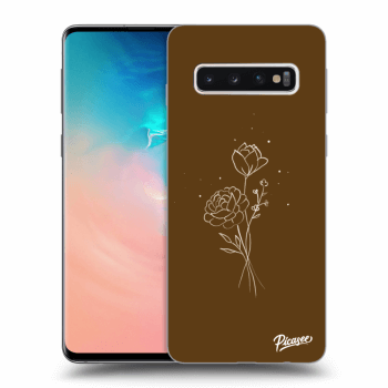 Picasee silikonový černý obal pro Samsung Galaxy S10 G973 - Brown flowers