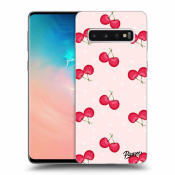 Picasee silikonový průhledný obal pro Samsung Galaxy S10 G973 - Cherries