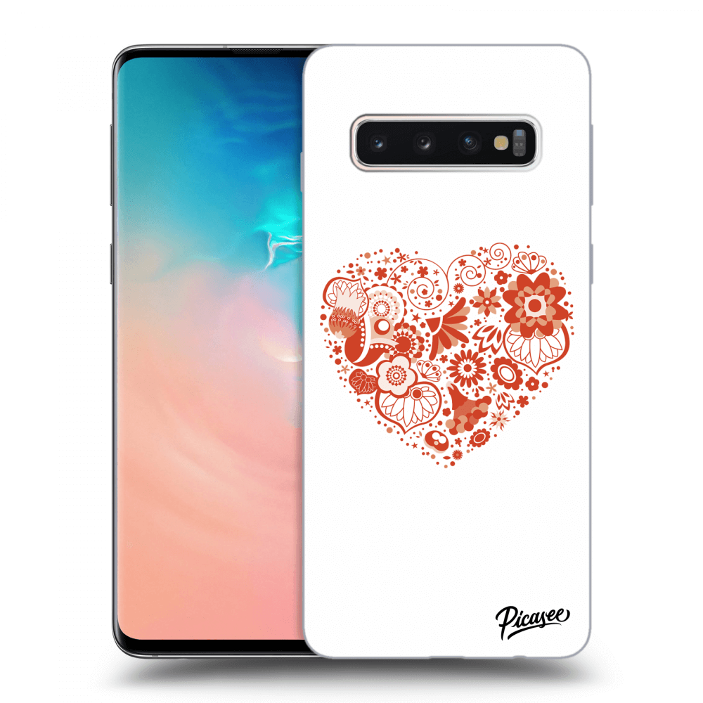Picasee silikonový průhledný obal pro Samsung Galaxy S10 G973 - Big heart