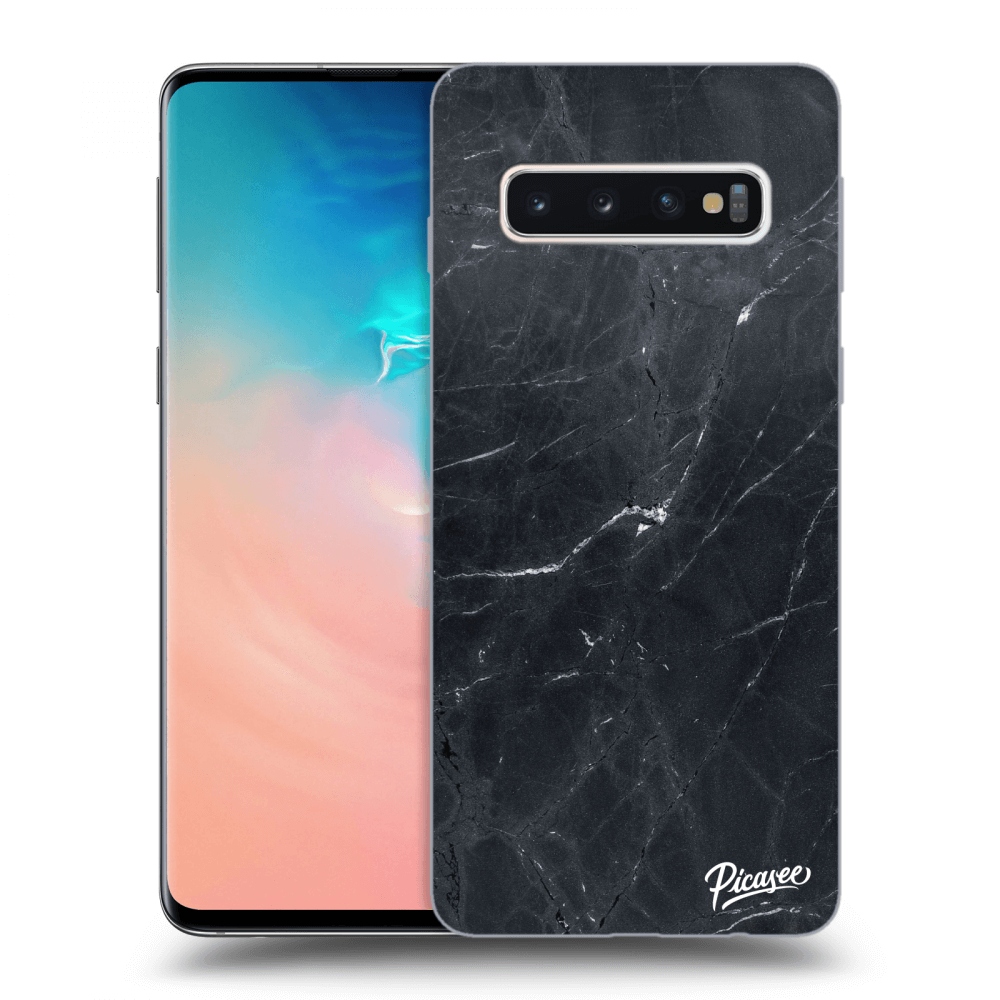 Picasee silikonový průhledný obal pro Samsung Galaxy S10 G973 - Black marble