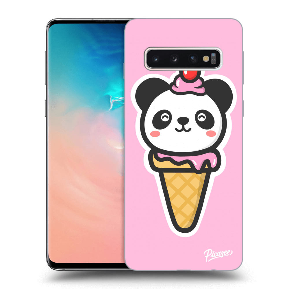 Picasee silikonový černý obal pro Samsung Galaxy S10 G973 - Ice Cream Panda