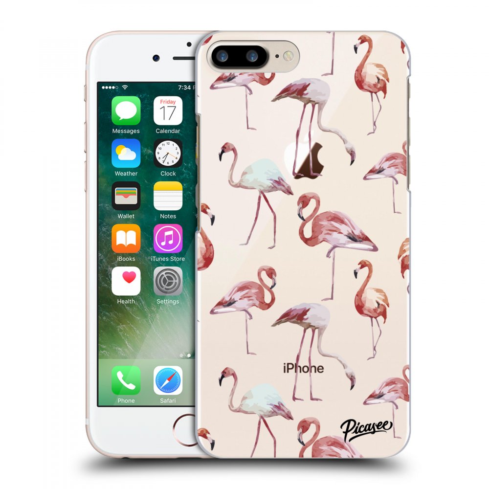 Picasee silikonový průhledný obal pro Apple iPhone 8 Plus - Flamingos