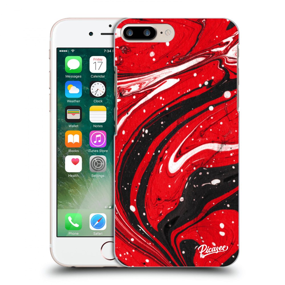 Picasee silikonový průhledný obal pro Apple iPhone 8 Plus - Red black