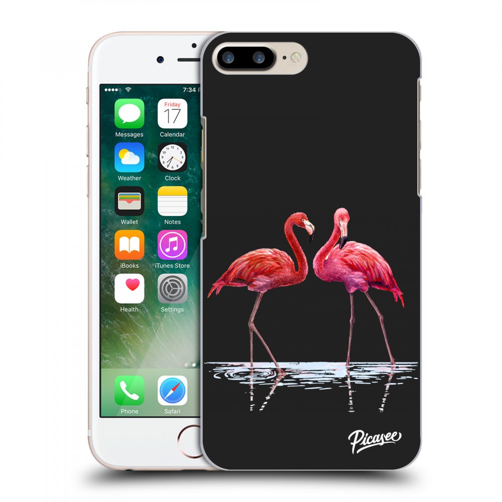Picasee silikonový černý obal pro Apple iPhone 8 Plus - Flamingos couple