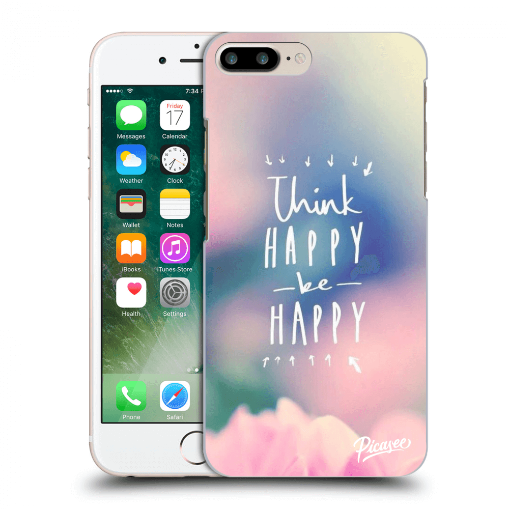 Picasee silikonový průhledný obal pro Apple iPhone 8 Plus - Think happy be happy