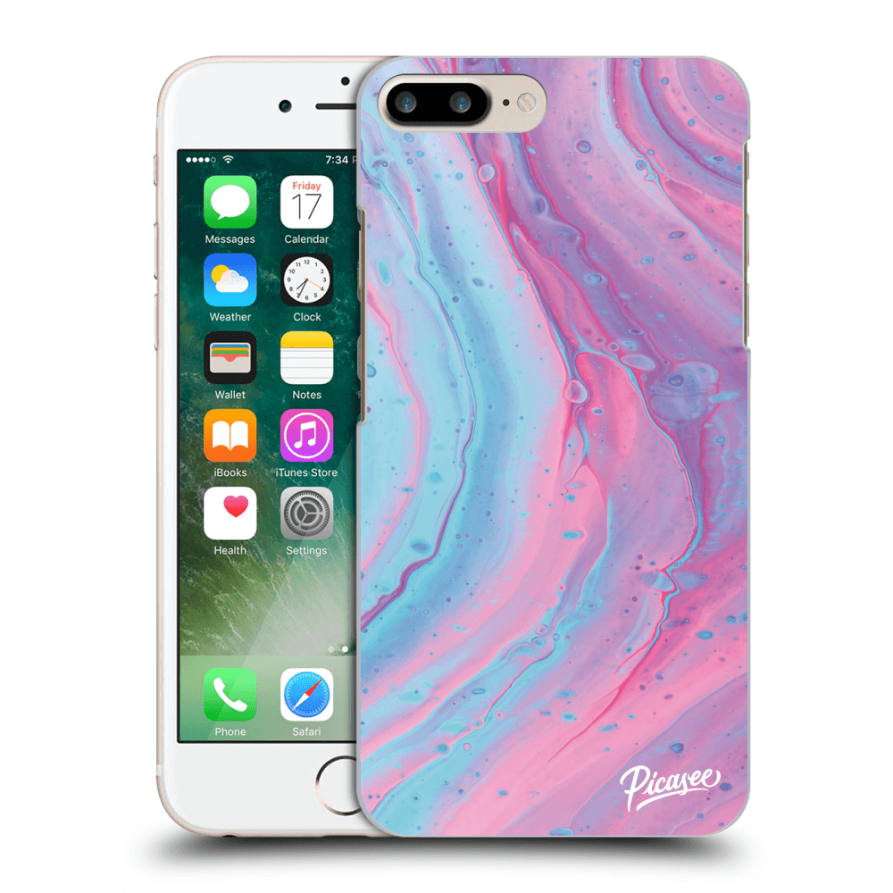 Picasee silikonový černý obal pro Apple iPhone 8 Plus - Pink liquid