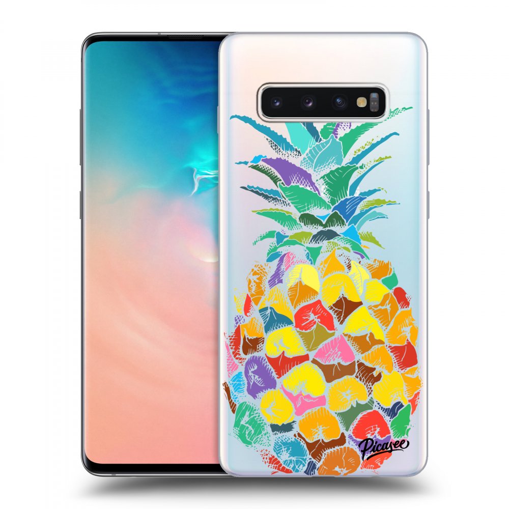 Picasee silikonový průhledný obal pro Samsung Galaxy S10 Plus G975 - Pineapple