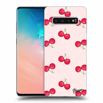 Picasee silikonový průhledný obal pro Samsung Galaxy S10 Plus G975 - Cherries