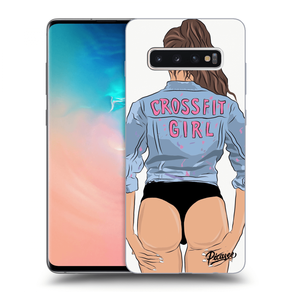 Picasee silikonový průhledný obal pro Samsung Galaxy S10 Plus G975 - Crossfit girl - nickynellow