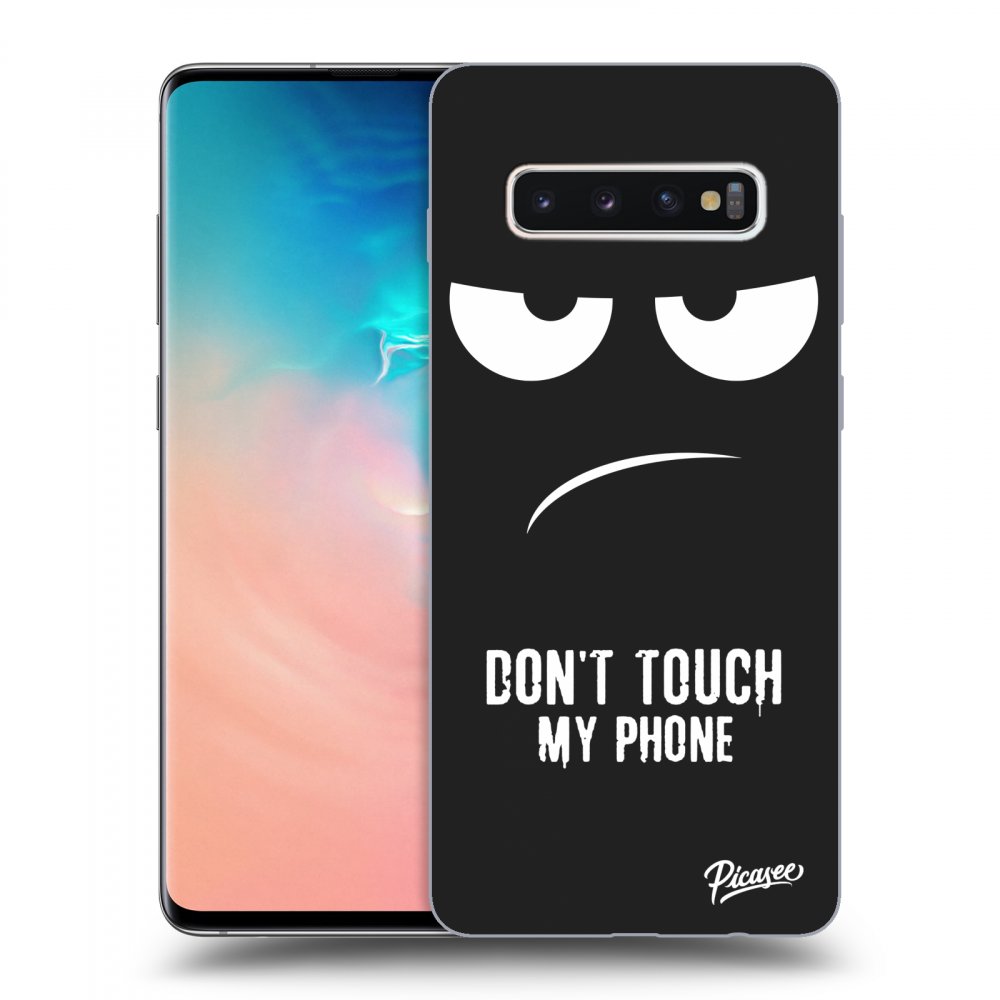 Picasee silikonový černý obal pro Samsung Galaxy S10 Plus G975 - Don't Touch My Phone