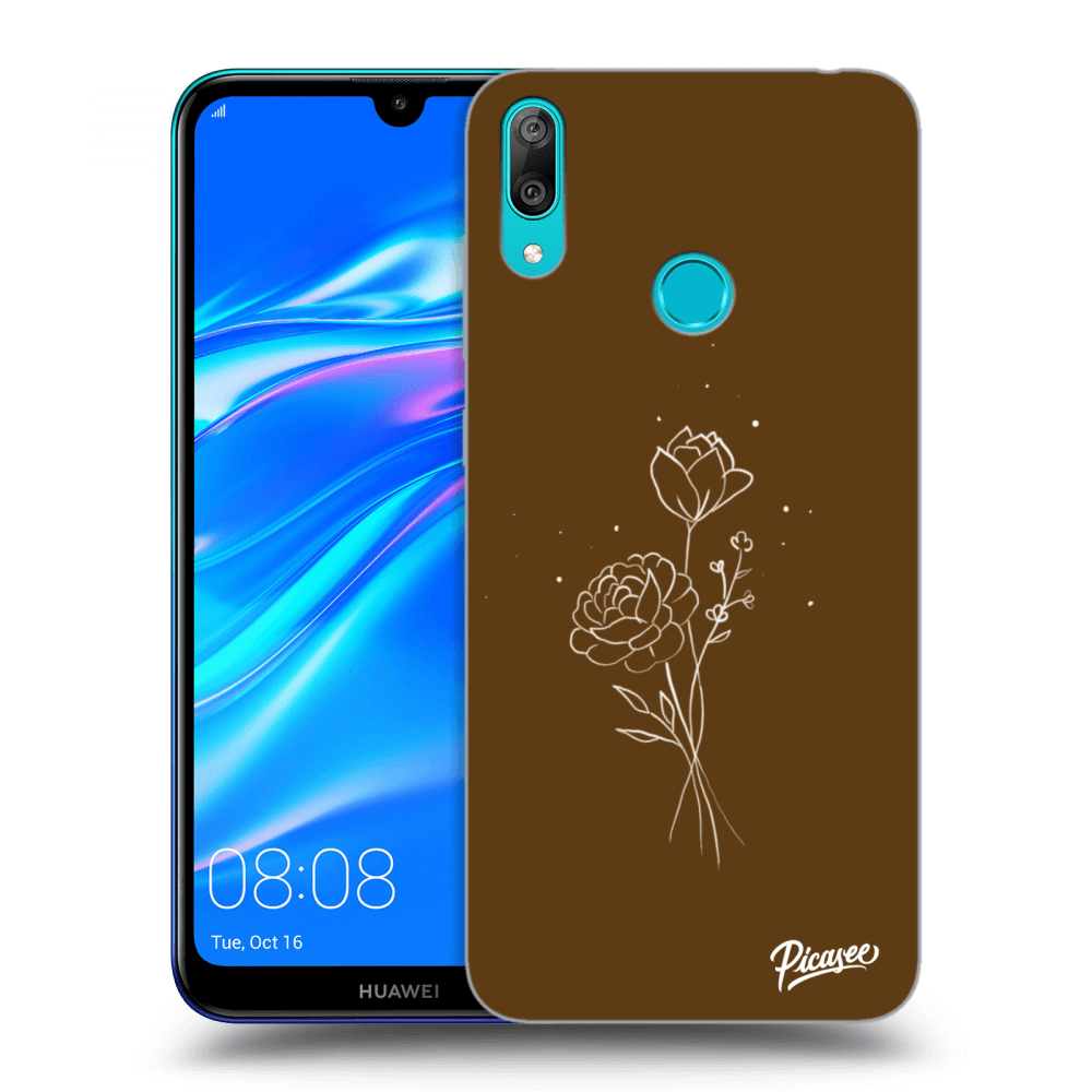 Picasee silikonový průhledný obal pro Huawei Y7 2019 - Brown flowers