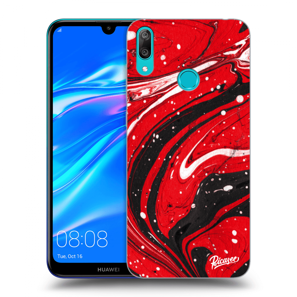 Picasee silikonový průhledný obal pro Huawei Y7 2019 - Red black