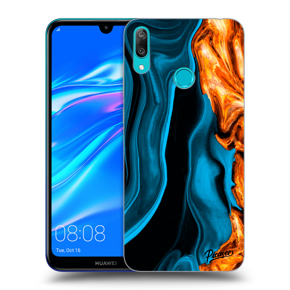 Picasee silikonový průhledný obal pro Huawei Y7 2019 - Gold blue