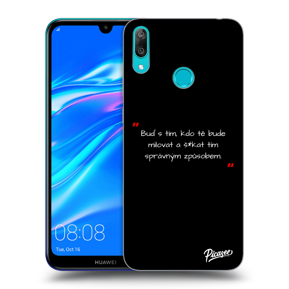 Picasee silikonový černý obal pro Huawei Y7 2019 - Správná láska Bílá