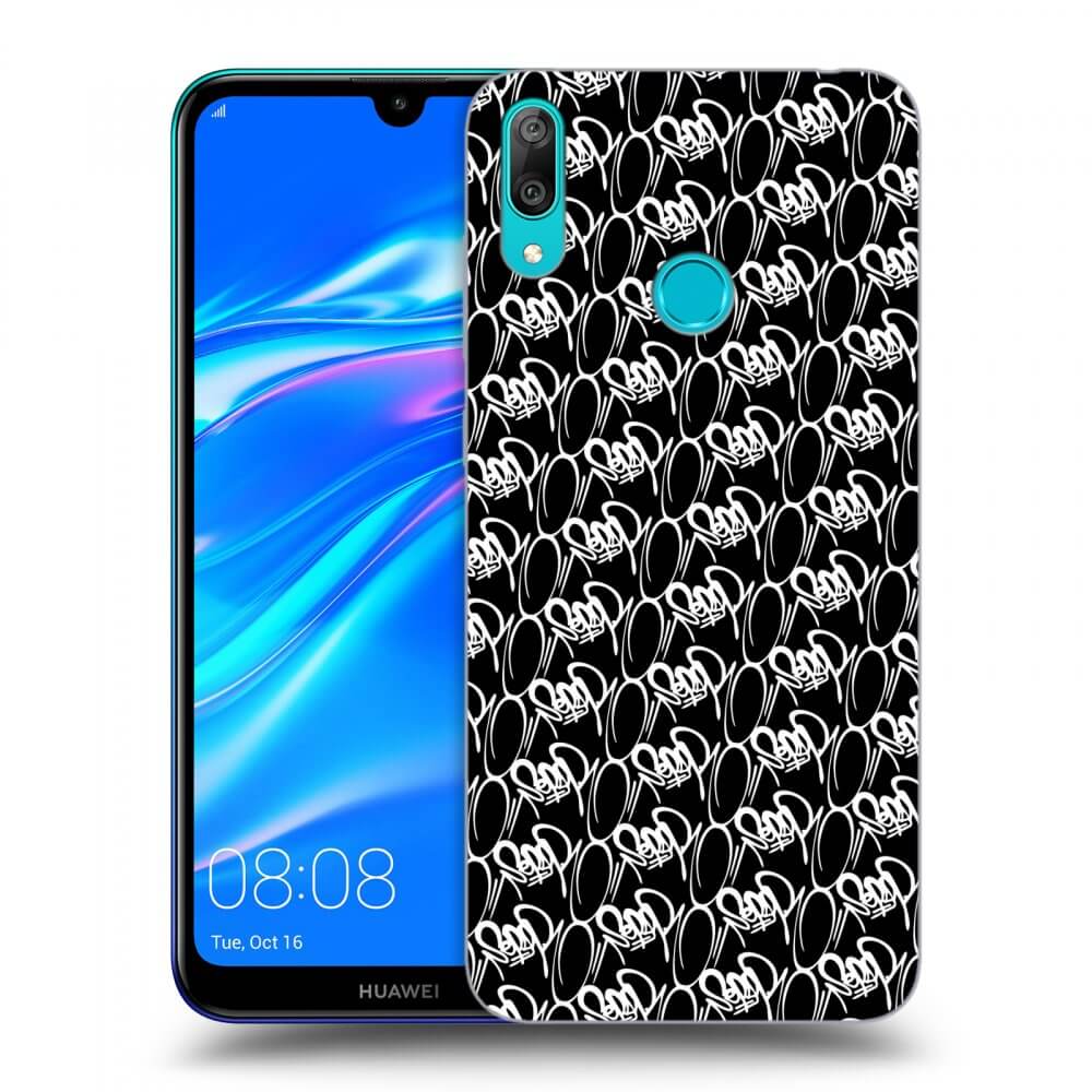Picasee silikonový černý obal pro Huawei Y7 2019 - Separ - White On Black 2
