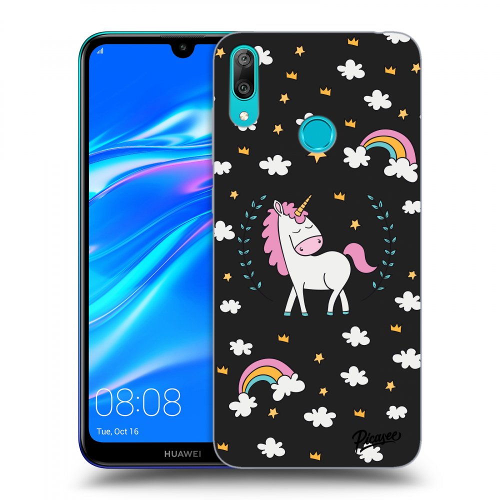 Picasee silikonový černý obal pro Huawei Y7 2019 - Unicorn star heaven