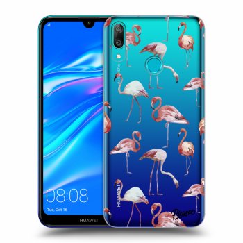 Picasee silikonový průhledný obal pro Huawei Y7 2019 - Flamingos