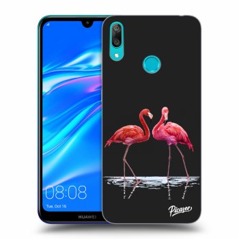 Picasee silikonový černý obal pro Huawei Y7 2019 - Flamingos couple
