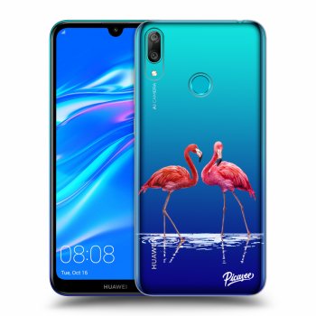 Picasee silikonový průhledný obal pro Huawei Y7 2019 - Flamingos couple