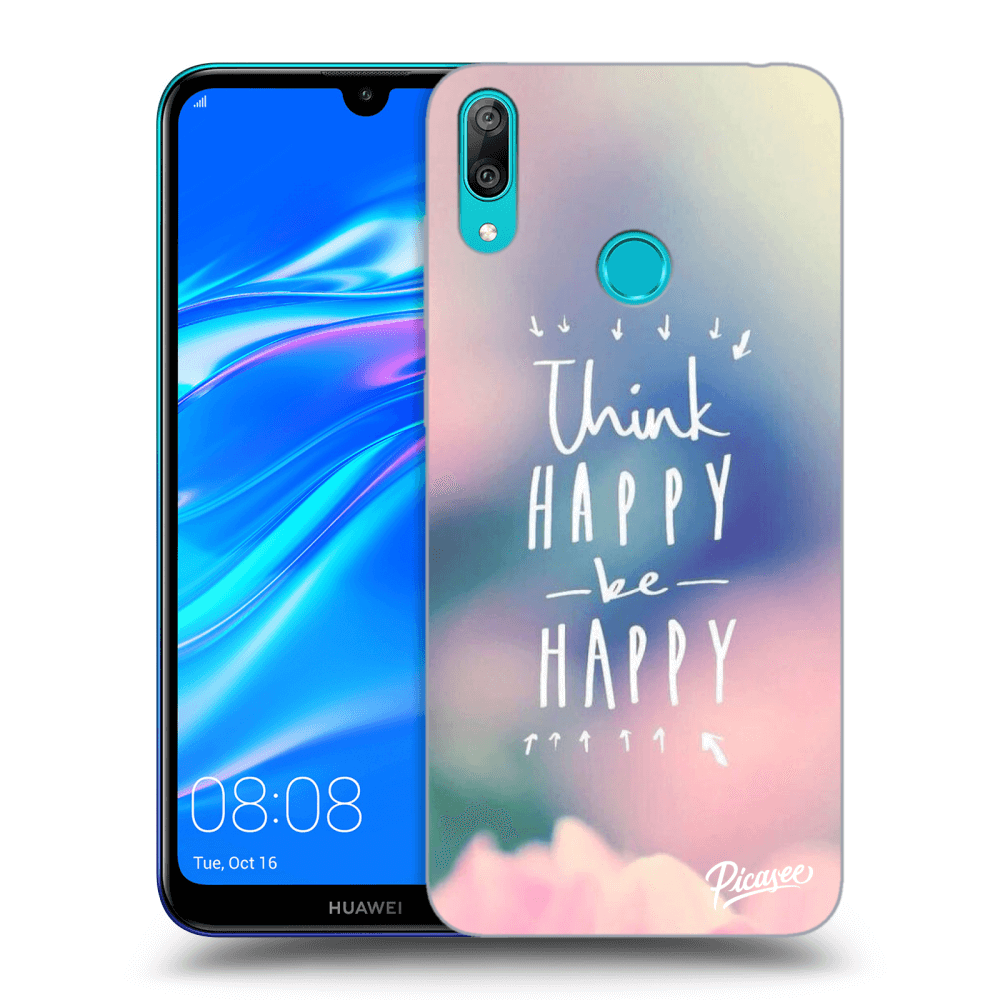 Picasee silikonový černý obal pro Huawei Y7 2019 - Think happy be happy