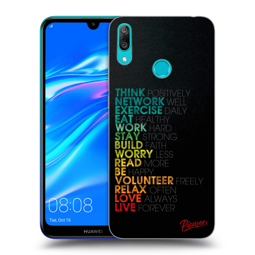 Picasee silikonový průhledný obal pro Huawei Y7 2019 - Motto life