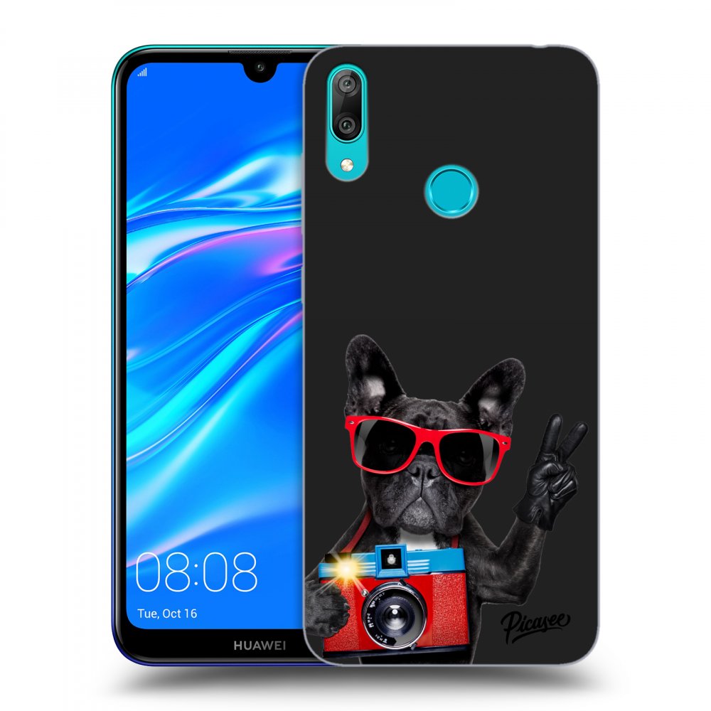 Picasee silikonový černý obal pro Huawei Y7 2019 - French Bulldog