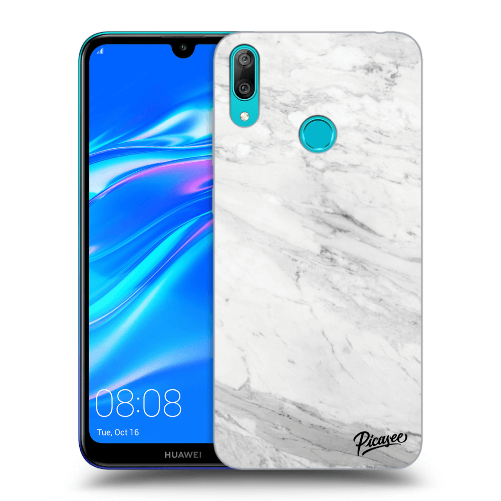 Picasee silikonový černý obal pro Huawei Y7 2019 - White marble