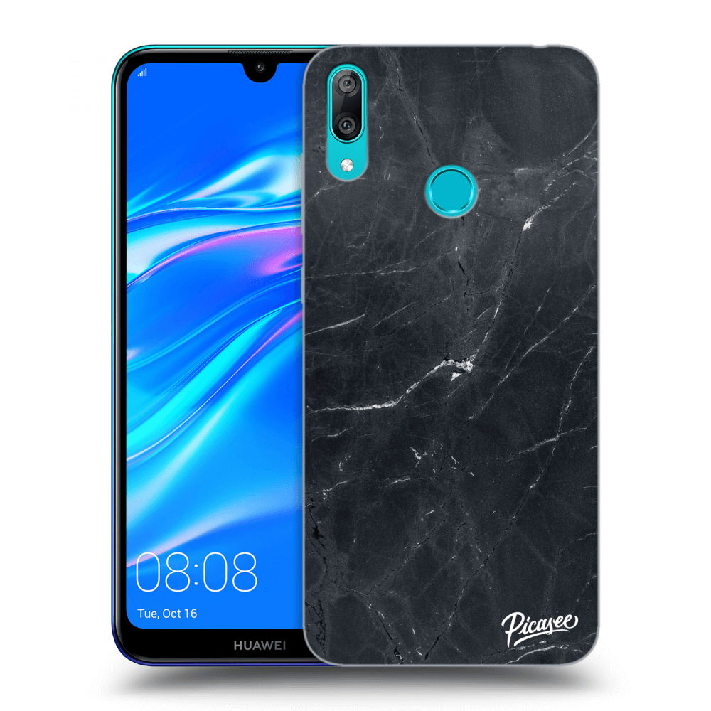 Picasee silikonový průhledný obal pro Huawei Y7 2019 - Black marble