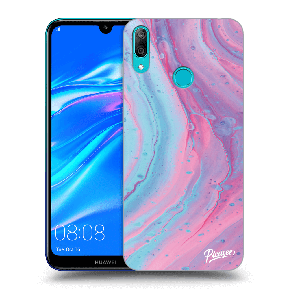 Silikonový Průhledný Obal Pro Huawei Y7 2019 - Pink Liquid