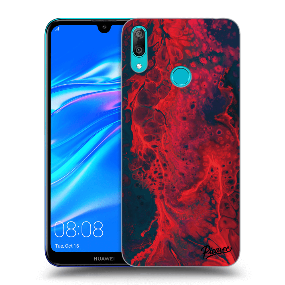 Picasee silikonový průhledný obal pro Huawei Y7 2019 - Organic red
