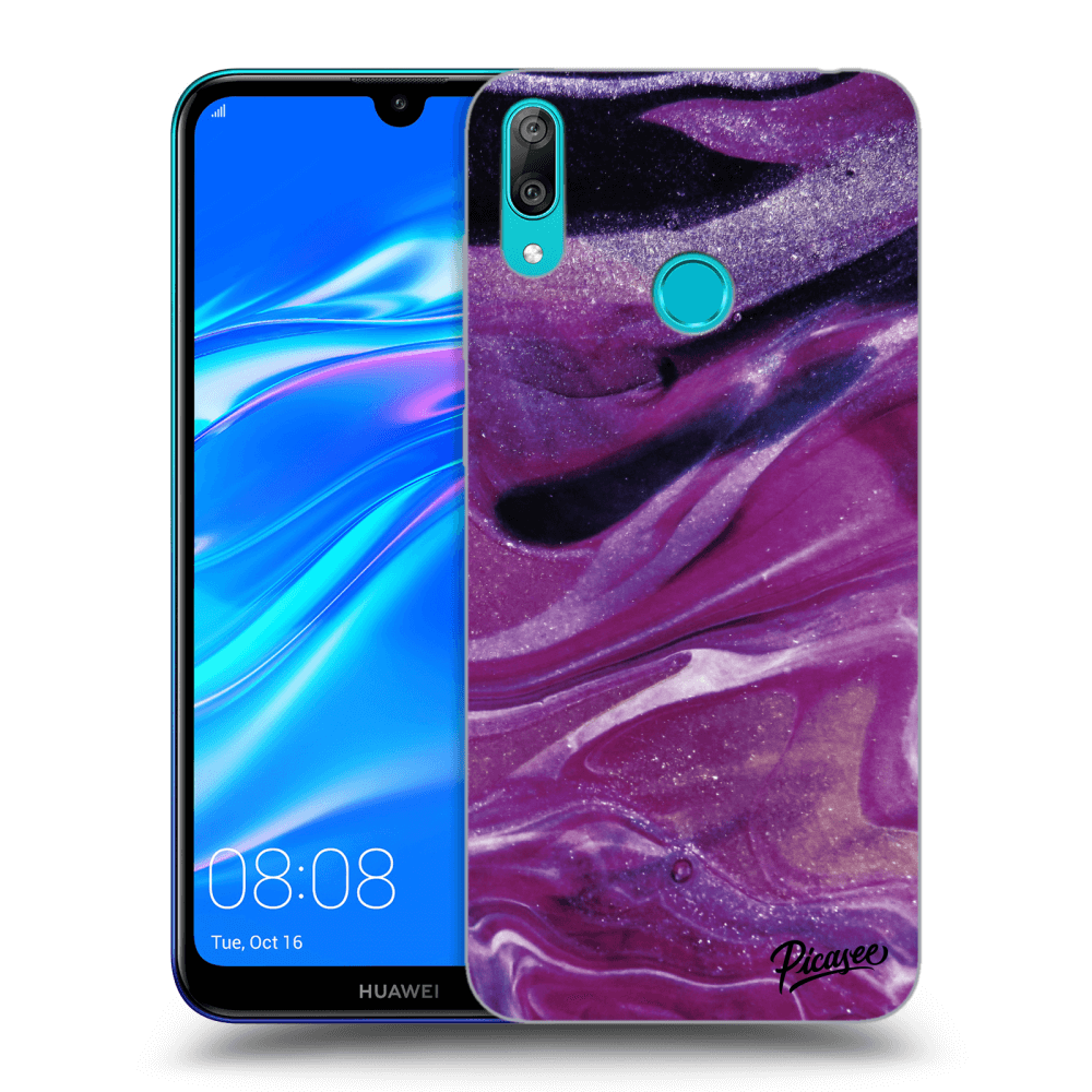 Picasee silikonový průhledný obal pro Huawei Y7 2019 - Purple glitter