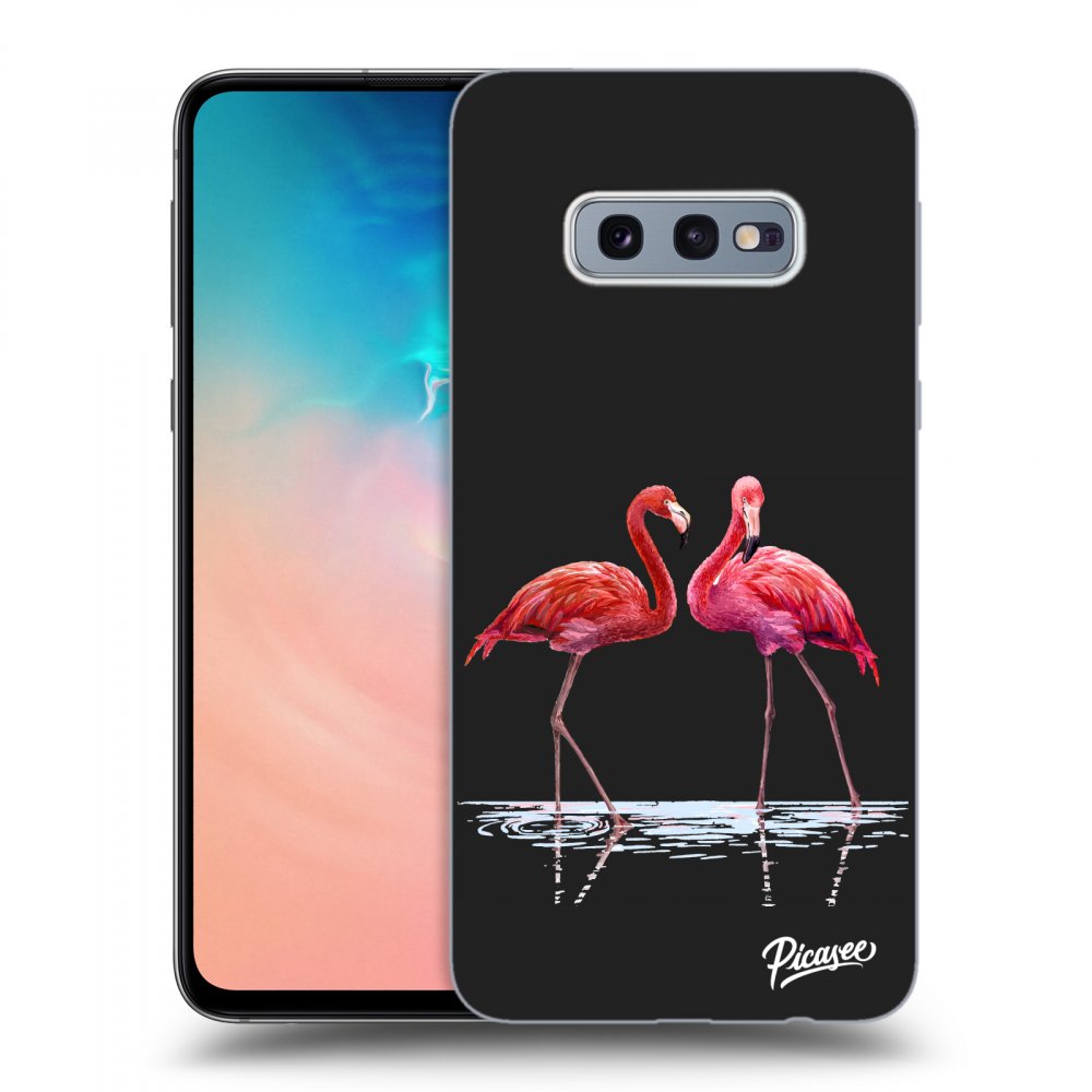 Picasee silikonový černý obal pro Samsung Galaxy S10e G970 - Flamingos couple