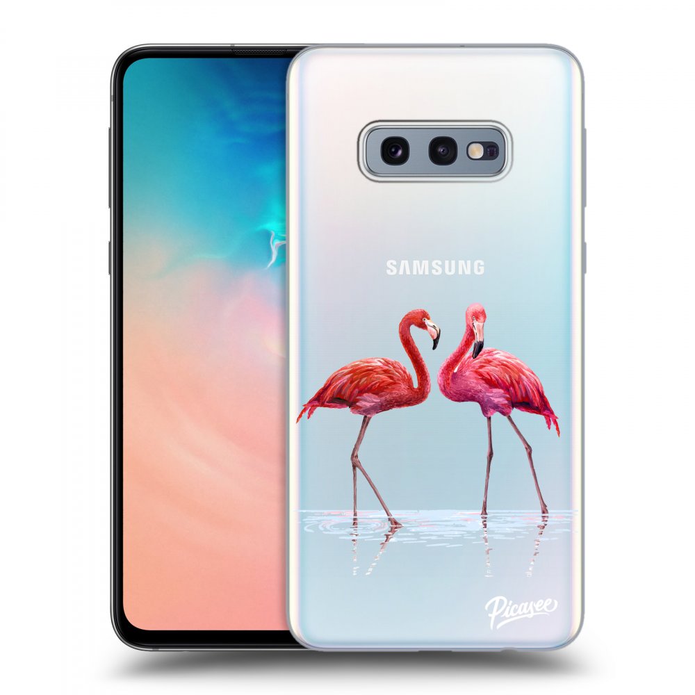 Picasee silikonový průhledný obal pro Samsung Galaxy S10e G970 - Flamingos couple