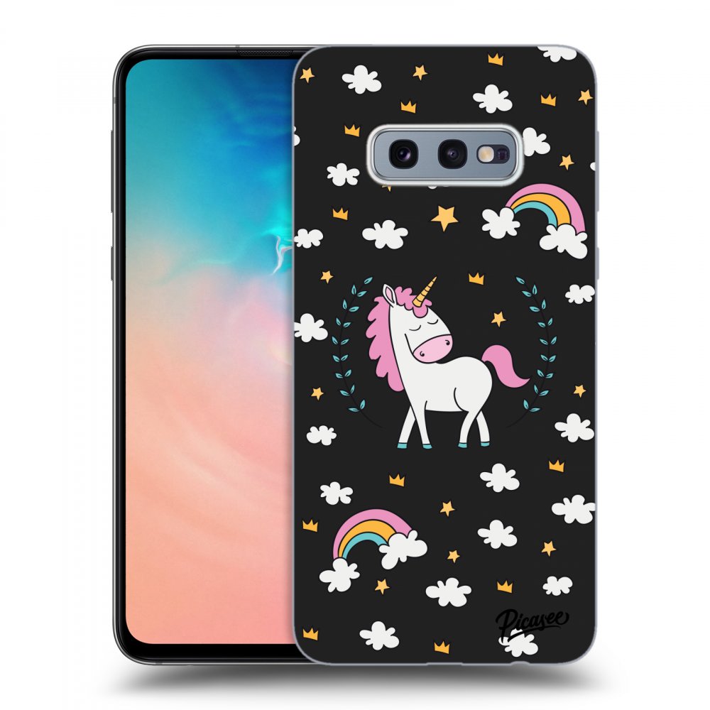 Picasee silikonový černý obal pro Samsung Galaxy S10e G970 - Unicorn star heaven
