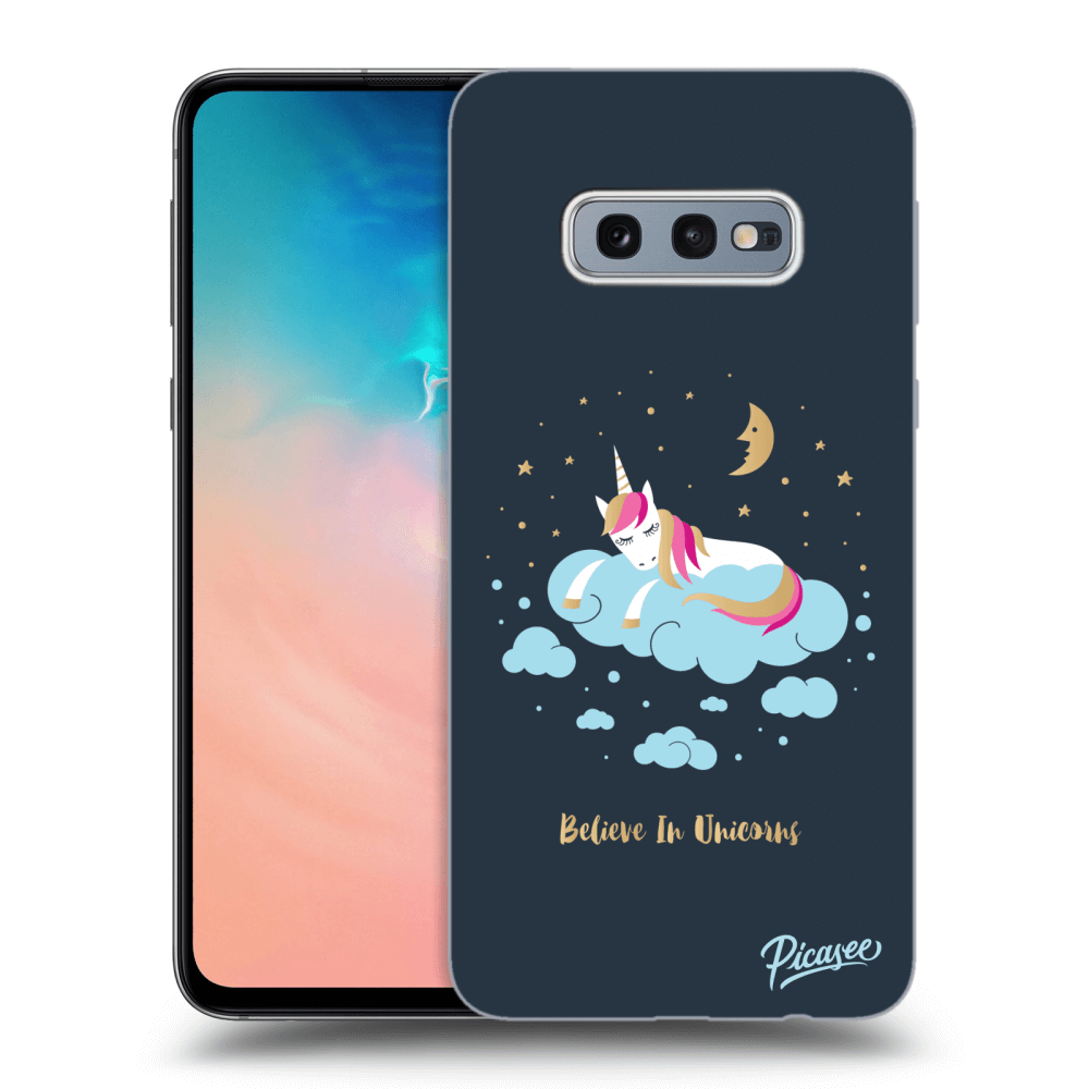 Picasee silikonový černý obal pro Samsung Galaxy S10e G970 - Believe In Unicorns