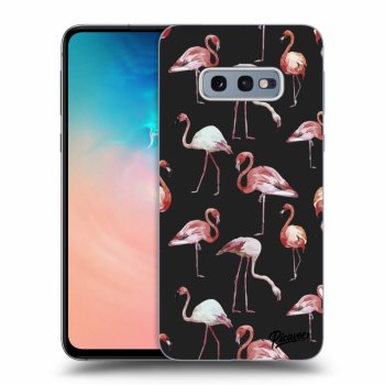 Picasee silikonový černý obal pro Samsung Galaxy S10e G970 - Flamingos