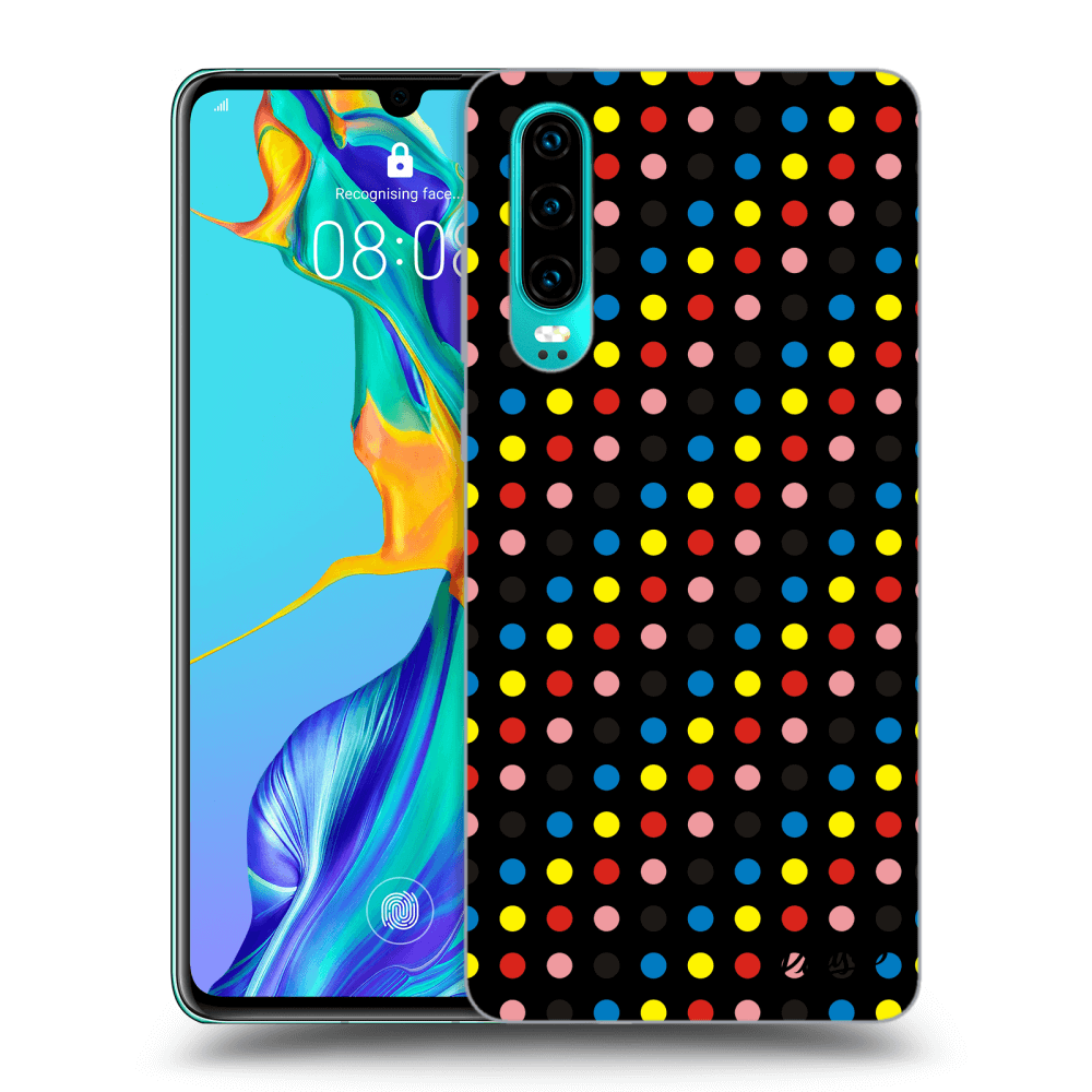 Picasee silikonový černý obal pro Huawei P30 - Colorful dots