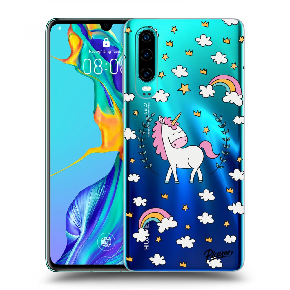 Picasee silikonový průhledný obal pro Huawei P30 - Unicorn star heaven